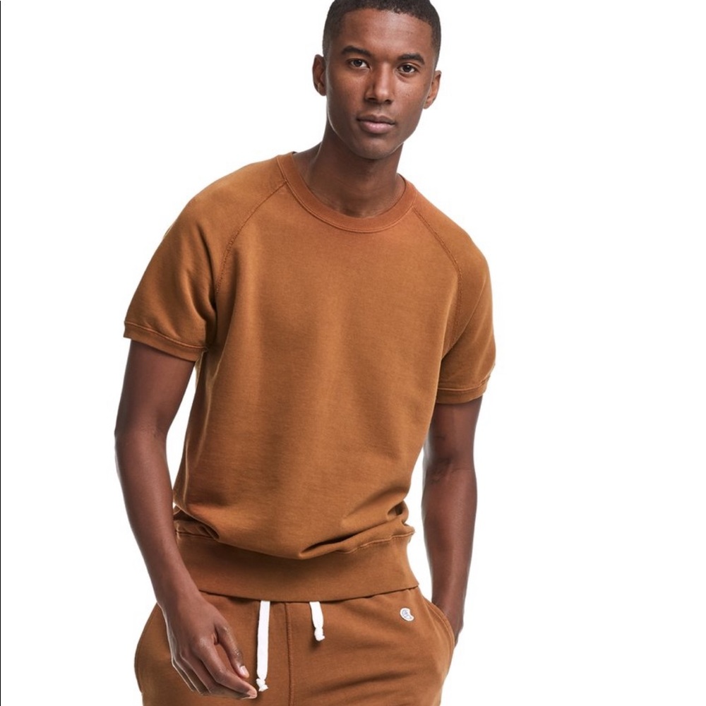 Todd Snyder Short-Sleeve Sweatshirt in Caramel Brown